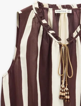 Vestido largo 100% modal con estampado de rayas - Parfois - FashionsVida