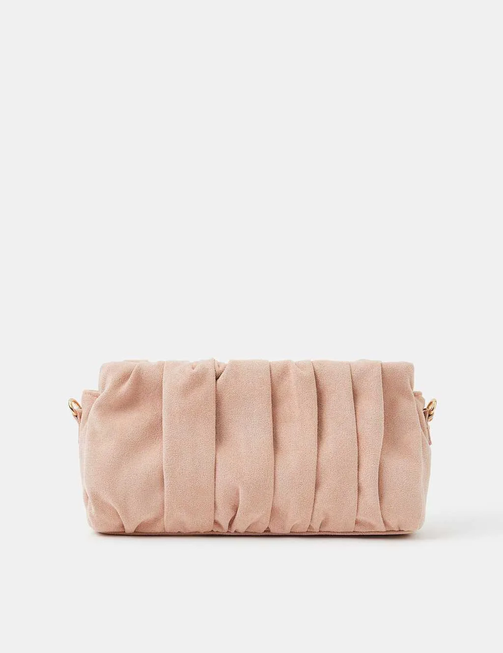Faux Suede Ruched Chain Strap Clutch Bag Blush female - Accessorize - FashionsVida