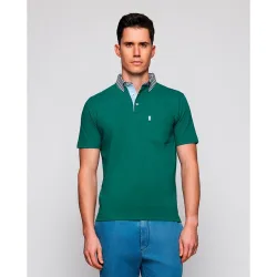 Polo de hombre manga corta cuello de tela con bolsillo