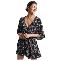 Tuta Corta Con Maniche Corte Vintage Beach Olivia Paisley Black XS