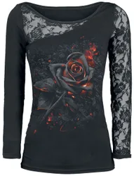 Gothic Langarmshirt - Burnt Rose - S bis 4XL - für Damen - Größe 4XL - schwarz - Frauen - female
