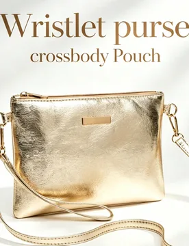 Pieza Bolso de mano cruzado con muñequera dorado y plateado, bolso mini con correa ajustable para mujer, bolso con cremallera que guarda llaves y tar - Shein - FashionsVida