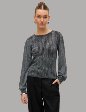Maglia nero grigio glitter Italia 10331487