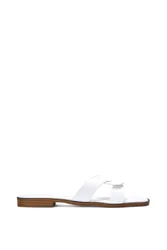 Women's 'Charley' Slip On Sandal Sliders With Square Toe in White Size: 8 - White - Size: 8