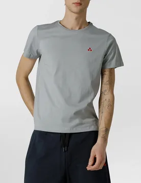 T-shirt grigia mezza manica con logo piccolo ricamato sul petto - Peuterey - FashionsVida