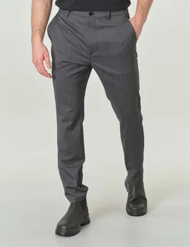Pantaloni grigi in tela di lana con fantasia spinata a righe - Rodolfo Pellizzari - FashionsVida