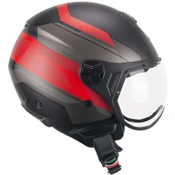 Casco moto Jet 167K FLO CITY Nero Rosso opaco sagomata taglia M2