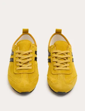 Suede Side Stripe Retro Runner Trainers Yellow female - M&S - FashionsVida