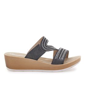 Ciabatte Nere con Zeppa e Strass 23RN 37