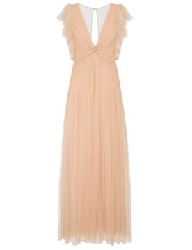 Vestiti da sera e cerimonia donna - abito dona ricamato - beige