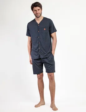Pijama abierto corto de hombre de punto en color - Admas - FashionsVida