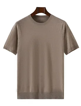 Spring And Summer Worsted Wool Knitted Short-Sleeved Men's T-Shirt Round Neck Thin Fashion Half-Sleeve Sweater - Aliexpress - FashionsVida