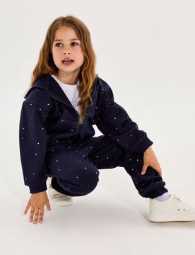 Pantaloni jogger a pois fleece - blu scuro