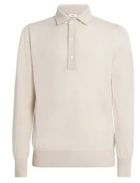Cashmere Long-Sleeve Polo Shirt - Lardini - FashionsVida