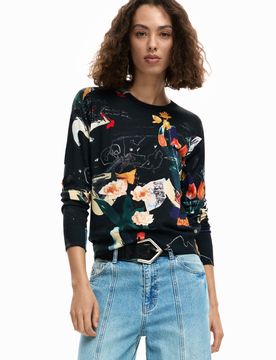 Pull fin plantes, , Noir, XS