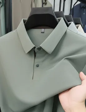 Summer Luxury Men's T-shirts Solid Color Turn Down Collar Ice Silk Soft Workwear Breathable Short Sleeve T Shirt Men Tees - Aliexpress - FashionsVida
