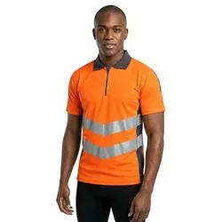 Polo à Manches Courtes Safe Supreme 50130 Hi-Vis Orange / Dark Navy M
