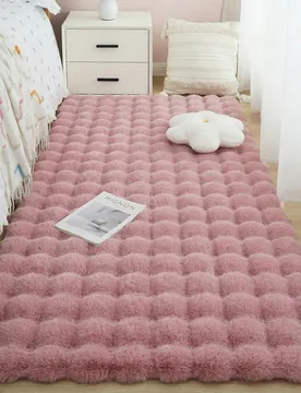 Pieza Alfombra de peluche rosa suave y esponjosa, cómoda para el dormitorio, la sala de estar, el estudio, la oficina, la entrada, se puede usar como - Shein - FashionsVida