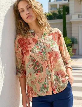 Womens Paisley Print V-Neck Blouse - Multicolour - Size 10 Uk - Roman - FashionsVida