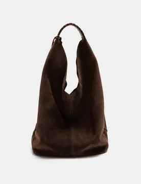 Suede Slouch Braided Handle Shoulder Bag Chocolate female - Per Una - FashionsVida