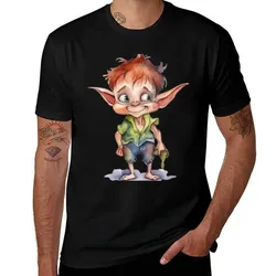 Cute Fairy Goblin Boy T-Shirt Utility Work Short Sleeve Top