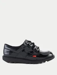 Kids' Patent Leather Lace School Shoes Black Patent Female