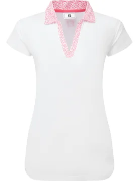 Polo Print Trim Lisle, weiss/rosa xl - FootJoy - FashionsVida