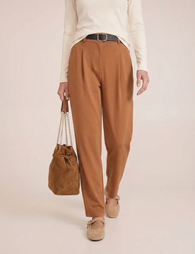 Pantaloni barrel leg con viscosa - marrone dorato