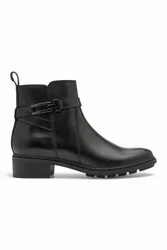 Womens Leather Buckled Zip Biker Ankle Boots - - Size: 4