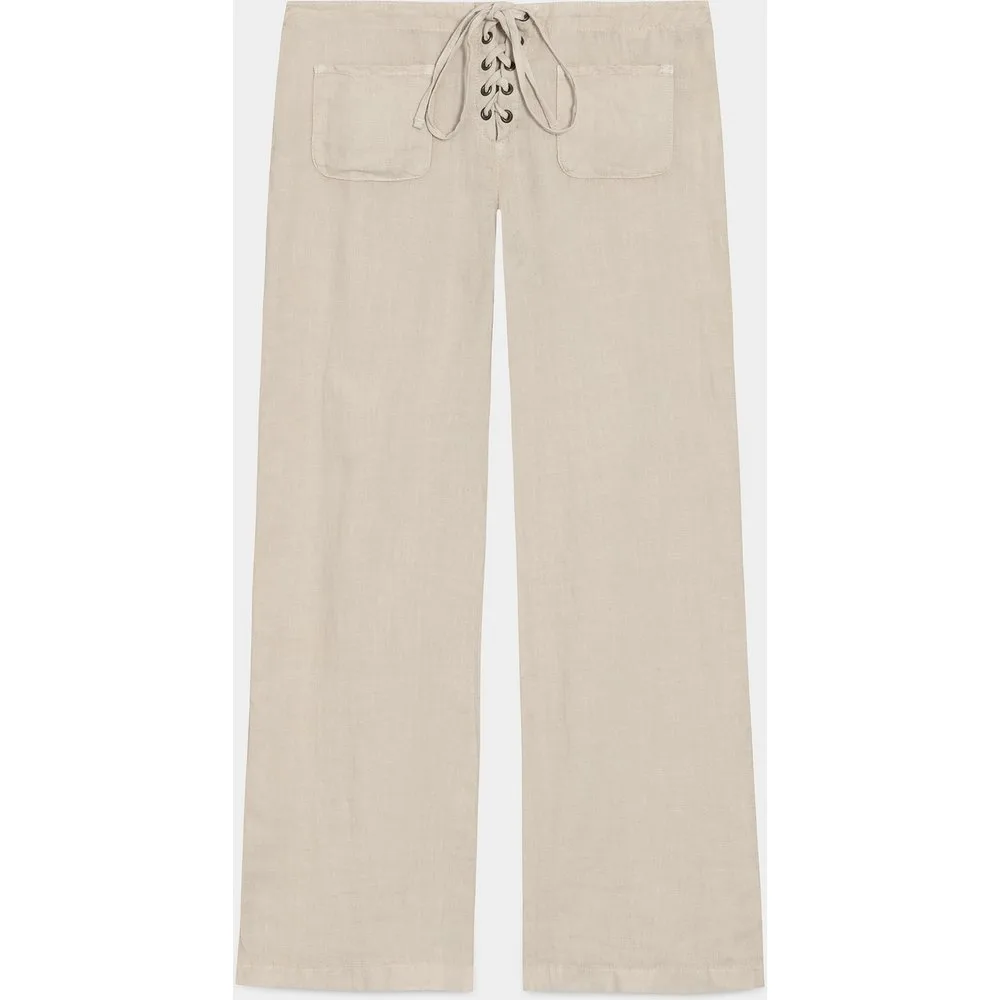 Pantalón lino de mujer con cordón - Noon - FashionsVida