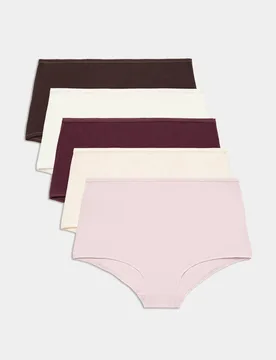 Pk Cotton Lycra® High Rise Shorts Bitter Chocolate female - M&S - FashionsVida