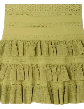 Falda corta recta de punto de fantasía con volantes de talle alto - sandro - FashionsVida