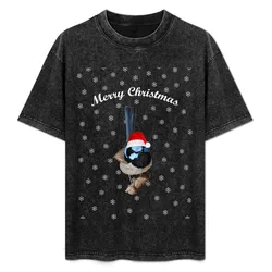 Merry Christmas Superb fairy-wren T-Shirt Basic Solid Tee for Daily Use
