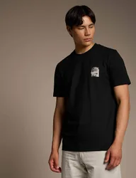 Pure Cotton Back Graphic Crew Neck T-Shirt Black male