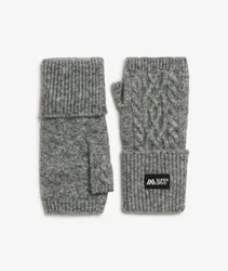 Superdry Damen Cable Luxe Handwärmer Handschuhe Grau - Größe: 1Größe