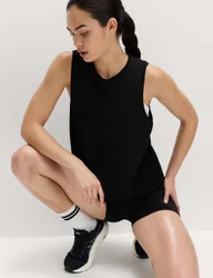 Essential Round Neck Boxy Vest Top Black female