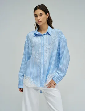 Camisa de rayas con encaje de mujer - Salsa Jeans - FashionsVida