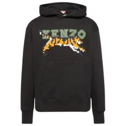 Mens Paris Digital Tiger Design Black Hoodie Cotton - Size Large