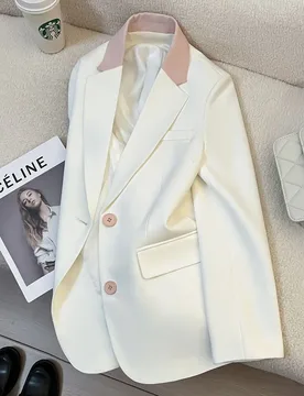 White blocked casual suit jacket, women's design sense, Spring and Autumn Korean new fashion design, temperament suit - Aliexpress - FashionsVida
