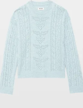 Zadig & Voltaire - Jersey de mujer con cuello redondo, manga larga y motivo pointelle - Zadig & Voltaire - FashionsVida