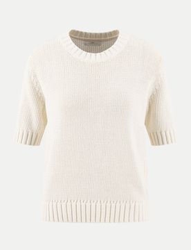 SHORTSLEEVE KNIT TAPE YARN SOLID Weiß L
