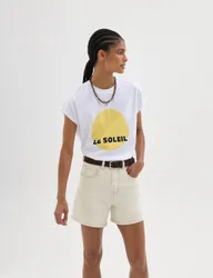 Pure Cotton Sun Graphic T-Shirt White Mix female