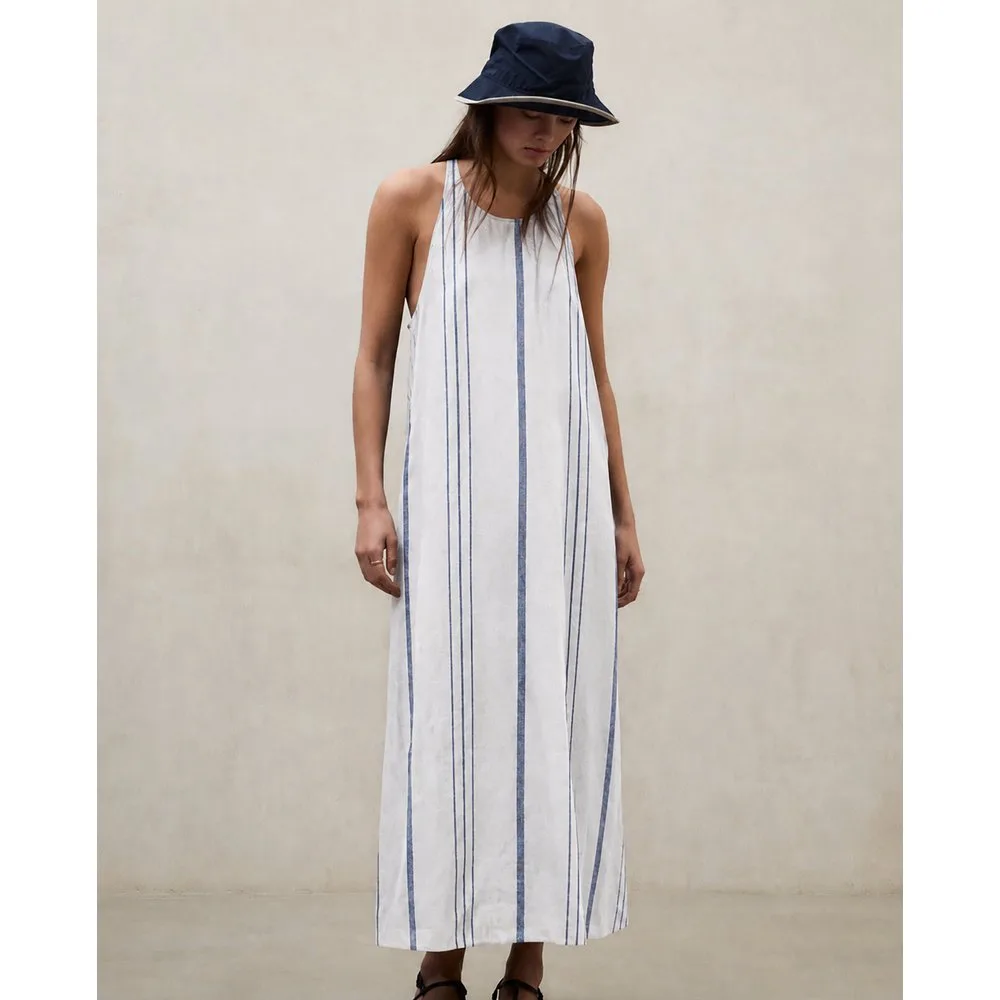 Vestido largo de rayas crome sin mangas - Ecoalf - FashionsVida