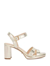 Wide Fit Ankle Strap Block Heel Sandals Silver female