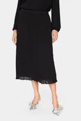 HoomaSZ Pleated A-line Fit Midi Skirt - Black - Size: S