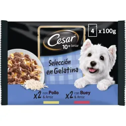 Comida húmeda para perros sénior +10 selección en gelatina 4 x 100 g