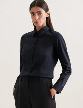 Hemdbluse regular fit Schwarz 40 - Seidensticker - FashionsVida
