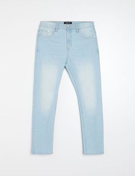 Jeans regular fit con effetto slavato - blu