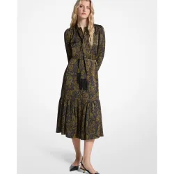 Vestido midi satinado con estampado