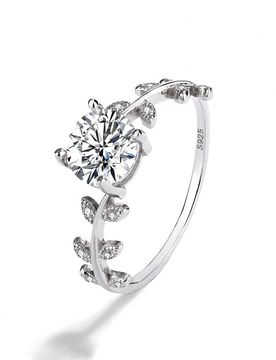 Anillo de flor de diamante elegante de alta calidad de plata 925, regalo ideal para el Día de la Madre, adecuado para amigos, amantes y familia como